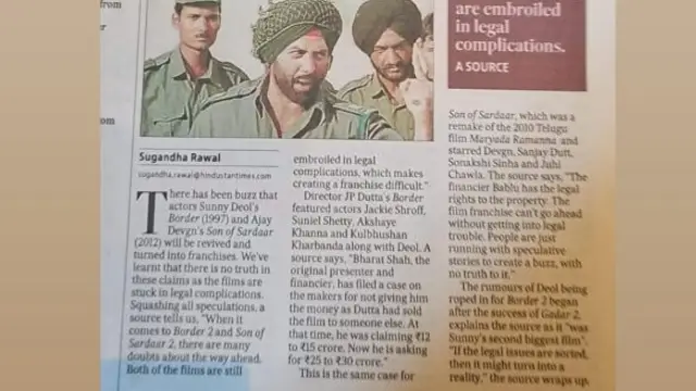 कानूनी मुद्दों के कारण सनी देओल की Border 2, अजय देवगन की सन ऑफ सरदार 2 में देरी हुई? प्रोड्यूसर निधि दत्ता की प्रतिक्रिया