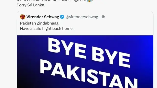 BYE BYE என பாகிஸ்தான் அணியை விமர்சித்த இந்திய அணியின் முன்னாள் அதிரடி வீரர் சேவாக்.