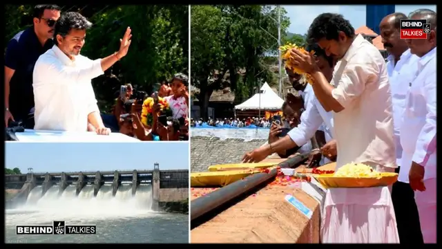 அணையை பார்வையிட்டு மலர் தூவி மரியாதை செலுத்திய விஜய் – வைரல் புகைப்படங்கள்