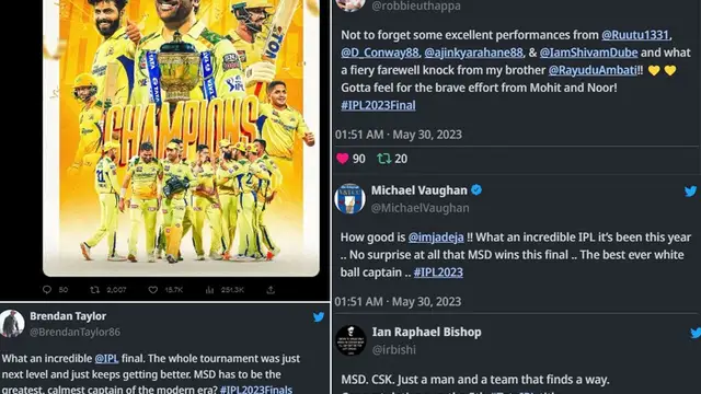 ஐபிஎல் 2023ல் CSKவின் நம்பமுடியாத வெற்றியை பார்த்து புகழ்ந்து தள்ளும் கிரிக்கெட் ஜாம்பவான்கள் – வைரலாகும் ட்விட் பதிவுகள் இதோ!