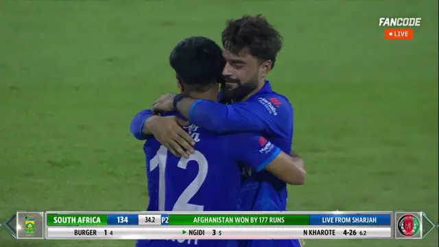 AFG vs SA:अफगानिस्तान ने रच डाला इतिहास, पहली बार हराई साउथ अफ्रीका को वनडे सीरीज, 177 रन से जीता दूसरा वनडे