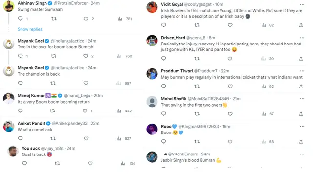 வீடியோ : நான் வந்துட்டேன்னு சொல்லு.. IND vs IRE முதல் ஓவரிலேயே அதிரடியாக அசத்திய பும்ரா.
