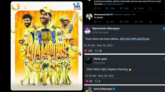 ஐபிஎல் 2023ல் CSKவின் நம்பமுடியாத வெற்றியை பார்த்து புகழ்ந்து தள்ளும் கிரிக்கெட் ஜாம்பவான்கள் – வைரலாகும் ட்விட் பதிவுகள் இதோ!